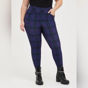 Torris Pixie Plaid Womens Leggings Purple Green